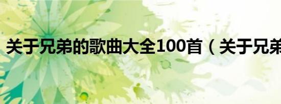 关于兄弟的歌曲大全100首（关于兄弟的歌）