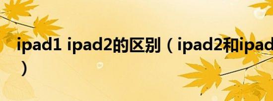 ipad1 ipad2的区别（ipad2和ipad1的区别）