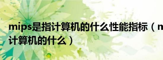 mips是指计算机的什么性能指标（mips是指计算机的什么）