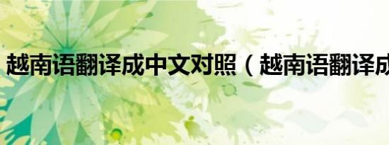 越南语翻译成中文对照（越南语翻译成中文）