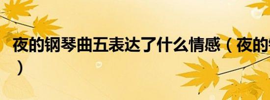 夜的钢琴曲五表达了什么情感（夜的钢琴曲五）