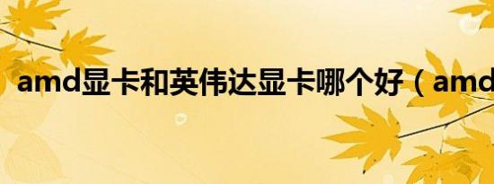 amd显卡和英伟达显卡哪个好（amd显卡）