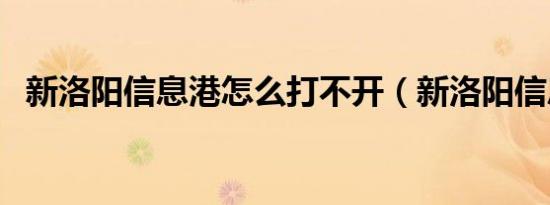 新洛阳信息港怎么打不开（新洛阳信息港）
