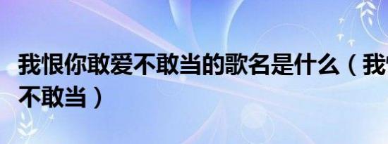 我恨你敢爱不敢当的歌名是什么（我恨你敢爱不敢当）