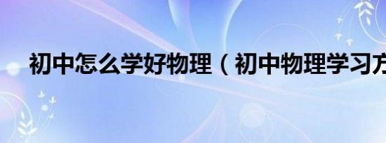 初中怎么学好物理（初中物理学习方法）