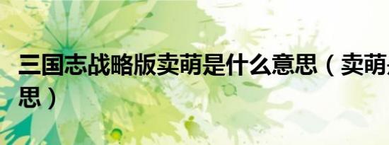 三国志战略版卖萌是什么意思（卖萌是什么意思）