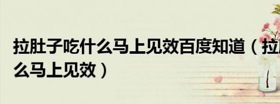 拉肚子吃什么马上见效百度知道（拉肚子吃什么马上见效）