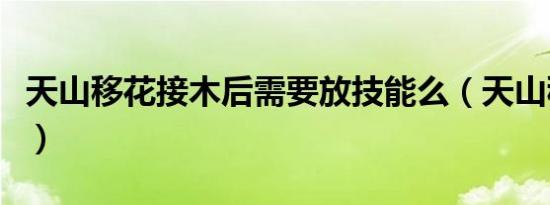 天山移花接木后需要放技能么（天山移花接木）