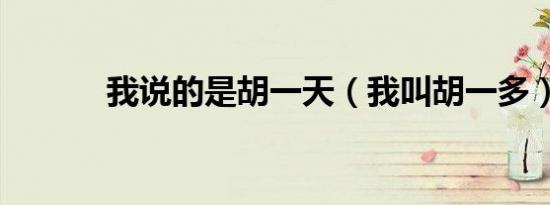 我说的是胡一天（我叫胡一多）