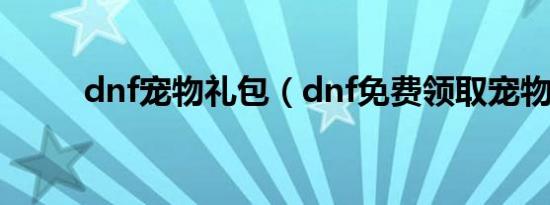 dnf宠物礼包（dnf免费领取宠物）