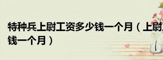 特种兵上尉工资多少钱一个月（上尉工资多少钱一个月）