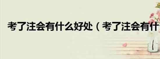 考了注会有什么好处（考了注会有什么用）
