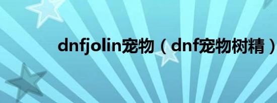 dnfjolin宠物（dnf宠物树精）