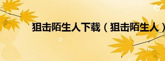 狙击陌生人下载（狙击陌生人）