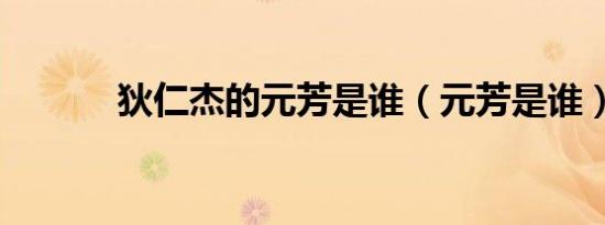 狄仁杰的元芳是谁（元芳是谁）
