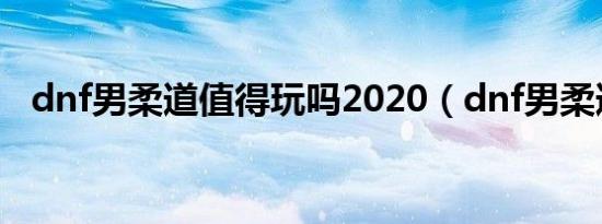 dnf男柔道值得玩吗2020（dnf男柔道吧）