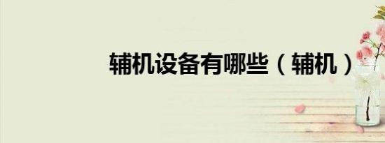 辅机设备有哪些（辅机）