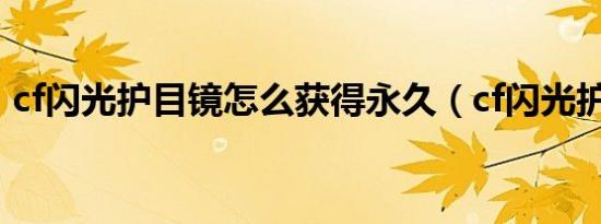 cf闪光护目镜怎么获得永久（cf闪光护目镜）