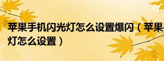 苹果手机闪光灯怎么设置爆闪（苹果手机闪光灯怎么设置）