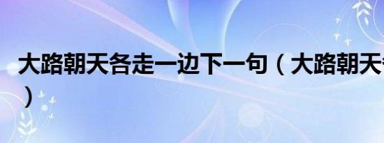 大路朝天各走一边下一句（大路朝天各走一边）