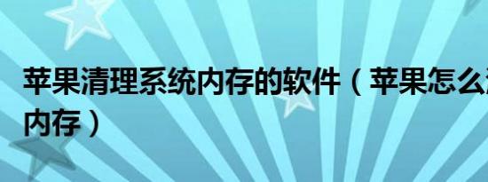苹果清理系统内存的软件（苹果怎么清理系统内存）