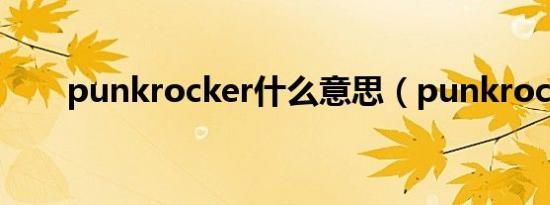 punkrocker什么意思（punkrock）