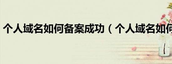 个人域名如何备案成功（个人域名如何备案）