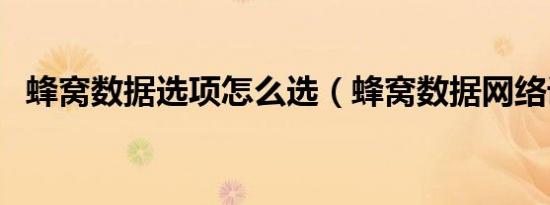 蜂窝数据选项怎么选（蜂窝数据网络设置）