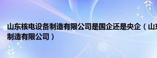 山东核电设备制造有限公司是国企还是央企（山东核电设备制造有限公司）