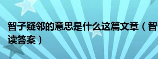 智子疑邻的意思是什么这篇文章（智子疑邻阅读答案）