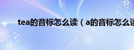 tea的音标怎么读（a的音标怎么读）