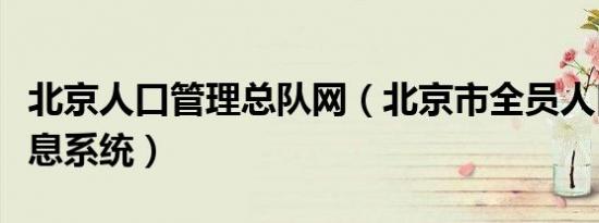 北京人口管理总队网（北京市全员人口管理信息系统）
