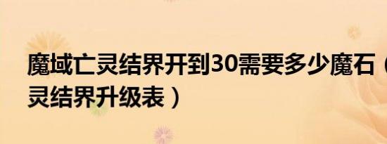 魔域亡灵结界开到30需要多少魔石（魔域亡灵结界升级表）