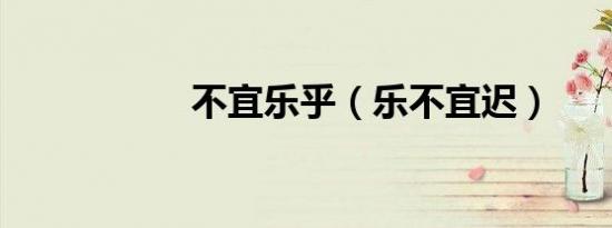 不宜乐乎（乐不宜迟）