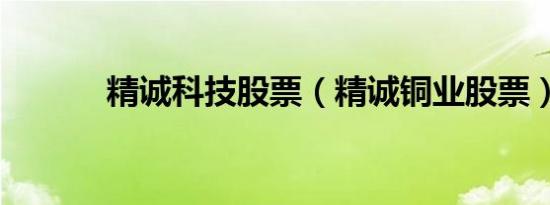 精诚科技股票（精诚铜业股票）