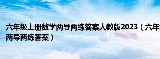 六年级上册数学两导两练答案人教版2023（六年级上册数学两导两练答案）