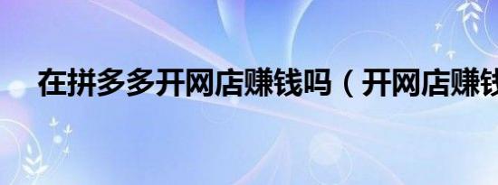 在拼多多开网店赚钱吗（开网店赚钱吗）
