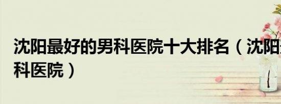 沈阳最好的男科医院十大排名（沈阳最好的男科医院）