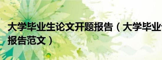 大学毕业生论文开题报告（大学毕业论文开题报告范文）