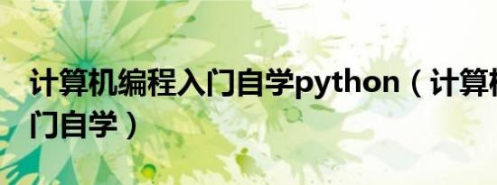 计算机编程入门自学python（计算机编程入门自学）