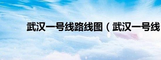 武汉一号线路线图（武汉一号线）