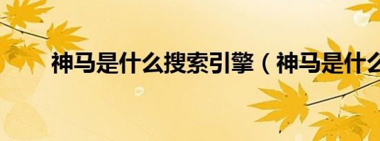 神马是什么搜索引擎（神马是什么）