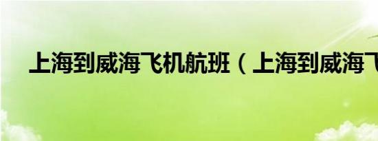上海到威海飞机航班（上海到威海飞机）