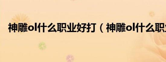 神雕ol什么职业好打（神雕ol什么职业好）