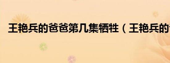 王艳兵的爸爸第几集牺牲（王艳兵的爸爸）