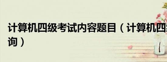 计算机四级考试内容题目（计算机四级成绩查询）