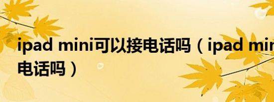 ipad mini可以接电话吗（ipad mini可以打电话吗）