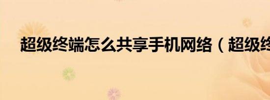 超级终端怎么共享手机网络（超级终端）