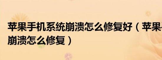 苹果手机系统崩溃怎么修复好（苹果手机系统崩溃怎么修复）