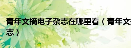 青年文摘电子杂志在哪里看（青年文摘电子杂志）